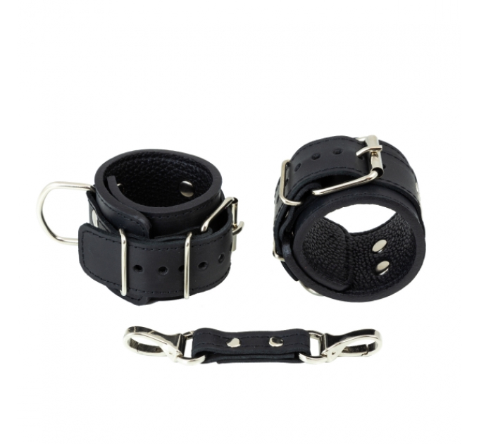 Премиум наручники LOVECRAFT черные, натуральная кожа, в подарочной упаковке