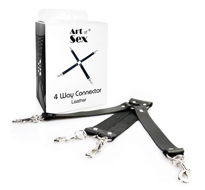 Крестовина из натуральной кожи Art of Sex - 4 Way Connector, Черный