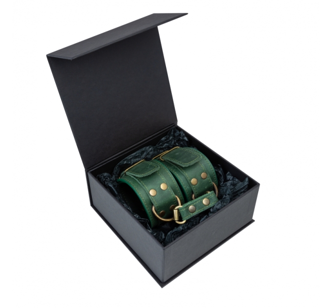 Премиум поножи LOVECRAFT зеленые, натуральная кожа, в подарочной упаковке