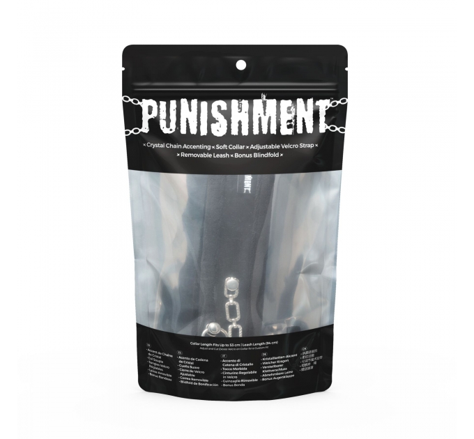 Ошейник с поводком Punishment - Crystal Collar & Leash – Black