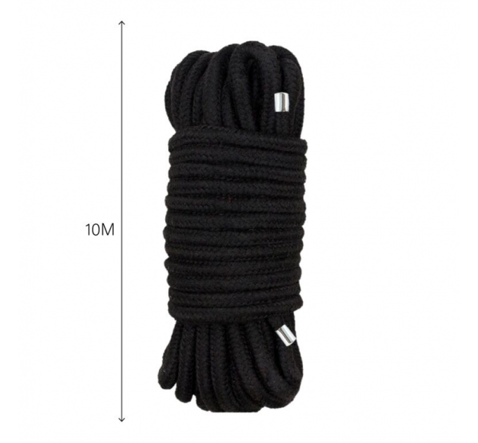 Веревка для BDSM BTB Bondage Rope Black, длина 10 м, диаметр 65 мм, полиэстр