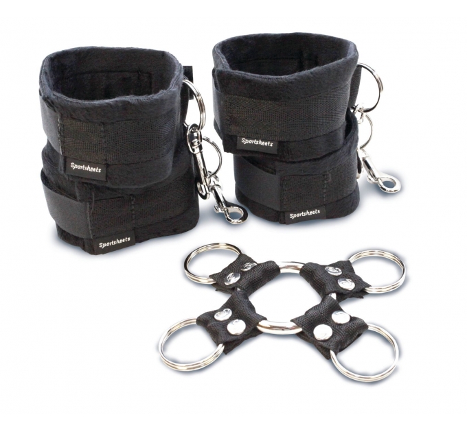 Набор для фиксации рук и ног Sportsheets Hog Tie & Cuff Set (крестовина, наручники и поножи)