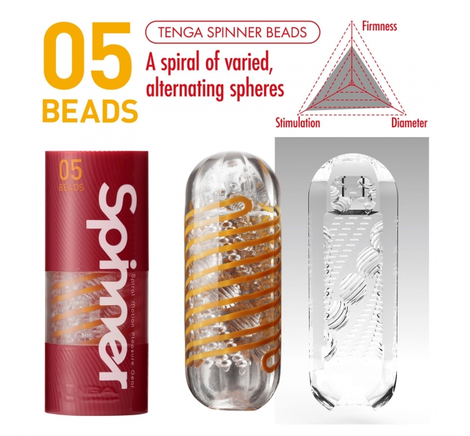 Мастурбатор Tenga Spinner 05 Beads с упругой стимулирующей спиралью внутри
