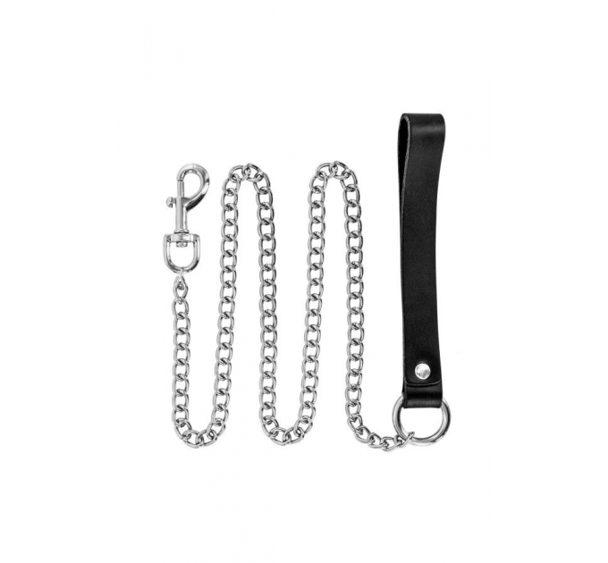 Поводок Fetish Tentation Premium Metal leash with cowhide leather wrist 115 см