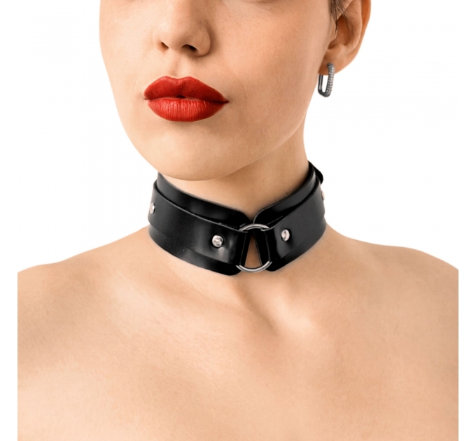 БДСМ ошейник с кольцом Art of Sex - Martina Collar with ring, натуральная кожа, цвет черный