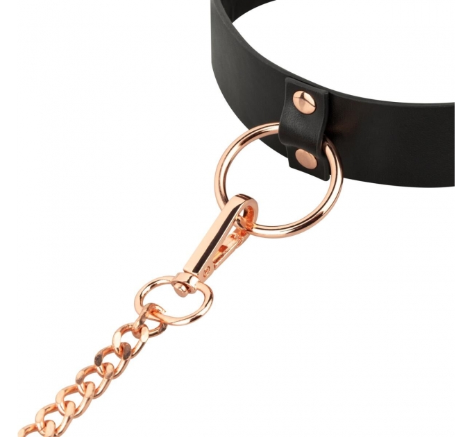 Ошейник с поводком Rosy Gold - Collar with Leash - Black