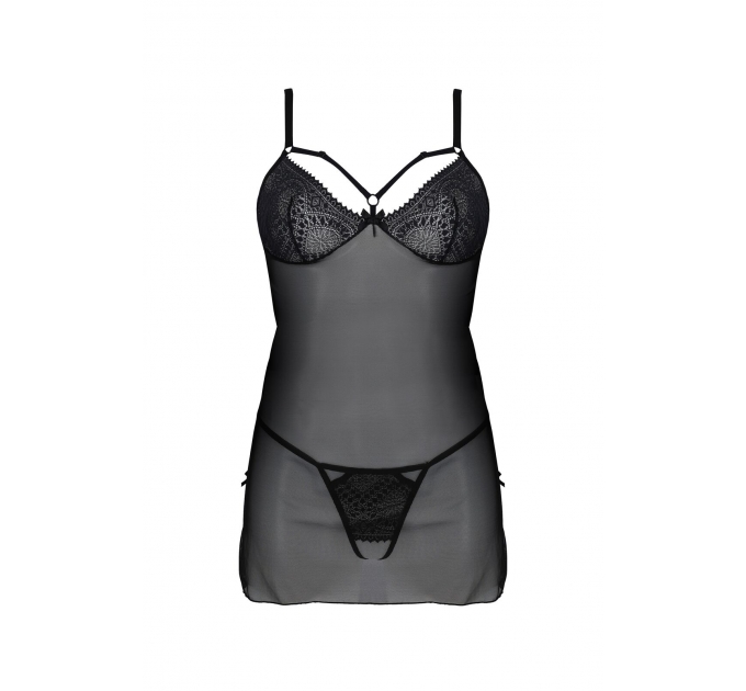 Пеньюар Passion DROSERA CHEMISE black XXL/XXXL - ECO Passion