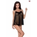 Сорочка прозрачная беби долл MELANIA CHEMISE black S/M - Passion, трусики, на тонких бретелях