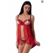 Прозрачный пеньюар с открытой грудью CHERRY CHEMISE red XXL/XXXL - Passion Exclusive, трусики