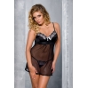 Сорочка приталенная с чашечками BRASILIANA CHEMISE black 4XL/5XL - Passion, трусики