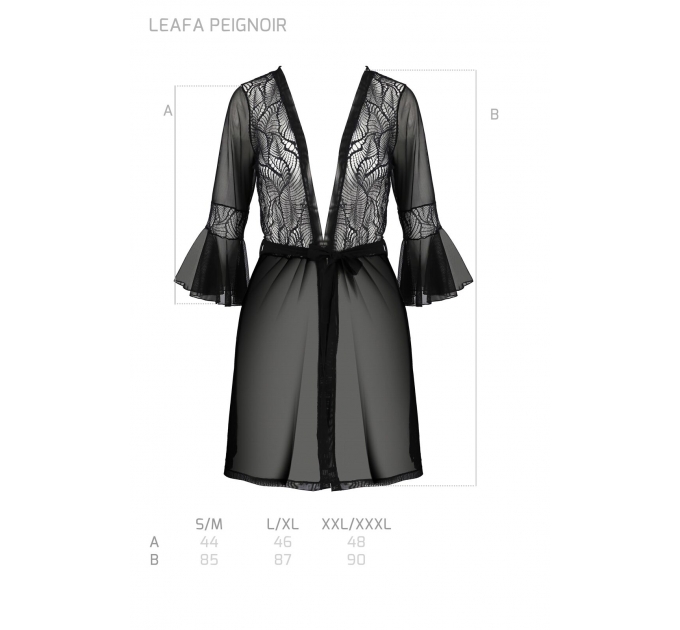 Пеньюар Passion LEAFA PEIGNOIR black S/M - ECO Passion