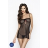 Сорочка беби долл BEATRIZ CHEMISE black XXL/XXXL Passion, трусики, полупрозрачная