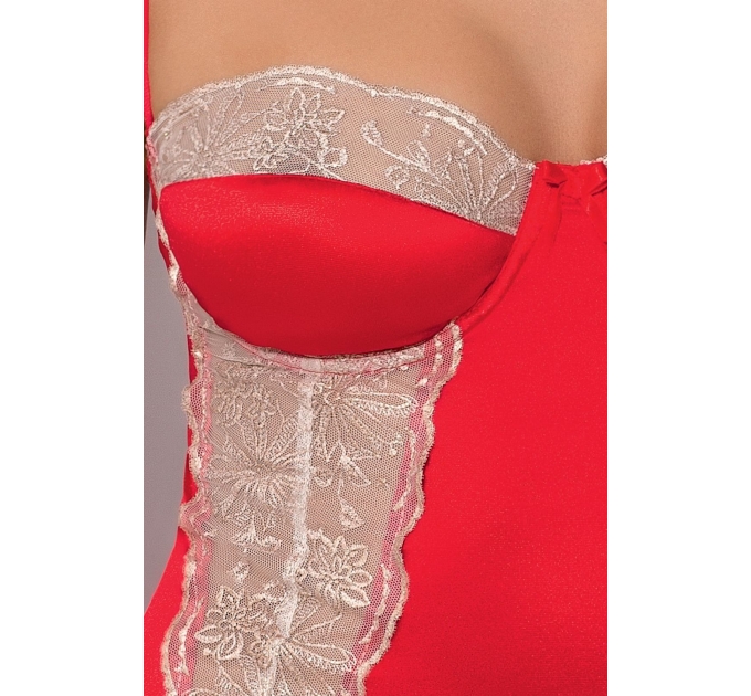 Сорочка приталенная с чашечками LORAINE CHEMISE red L/XL - Passion Exclusive, трусики