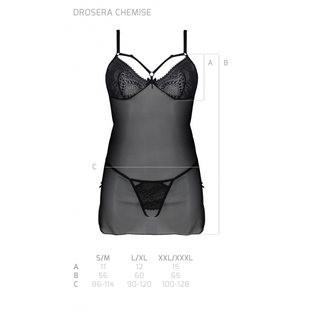 Пеньюар Passion DROSERA CHEMISE black S/M - ECO Passion