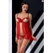 Прозрачный пеньюар с открытой грудью CHERRY CHEMISE red L/XL - Passion Exclusive, трусики