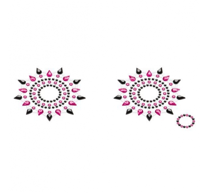 Пэстис из кристаллов Petits Joujoux Gloria set of 2 - Black/Pink, украшение на грудь