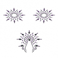 Пэстис из кристаллов Petits Joujoux Gloria set of 3 - Black/Purple, украшение на грудь и вульву