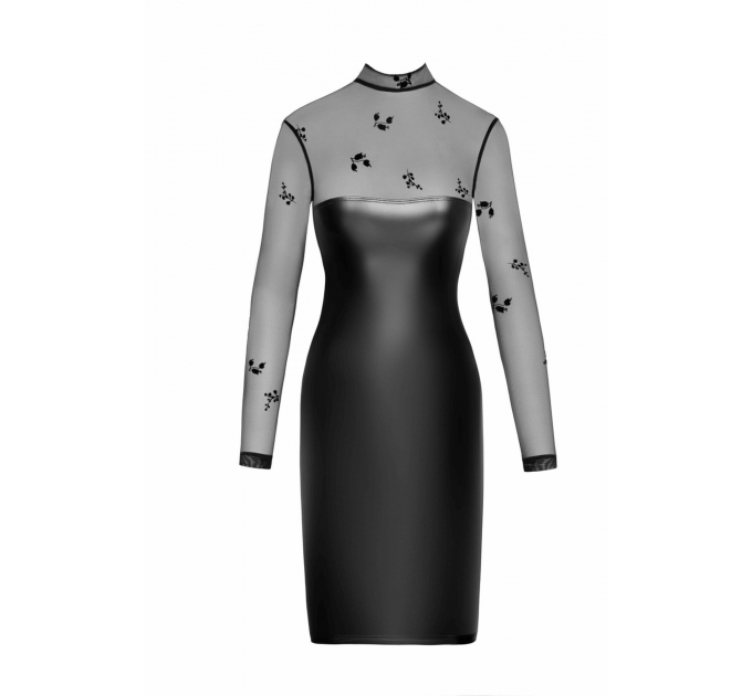 Платье Noir Handmade F310 Sublime wetlook and flocked mesh midi dress - L