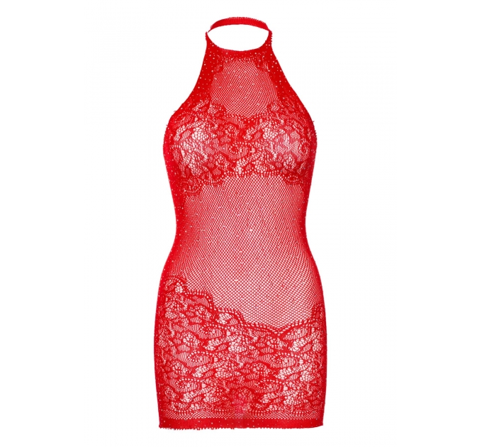 Leg Avenue Rhinestone halter mini dress OS Red