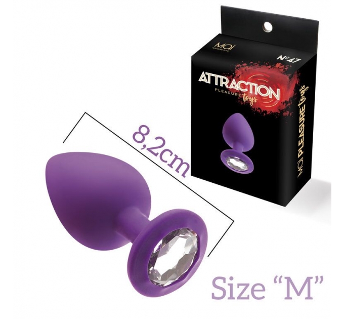 Анальная пробка с кристаллом MAI Attraction Toys №48 Purple, длина 8,2см, диаметр 3,5см