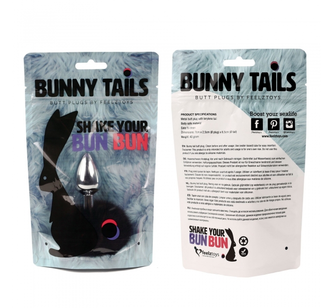 Анальная пробка FeelzToys - Bunny Tails Butt Plug Black