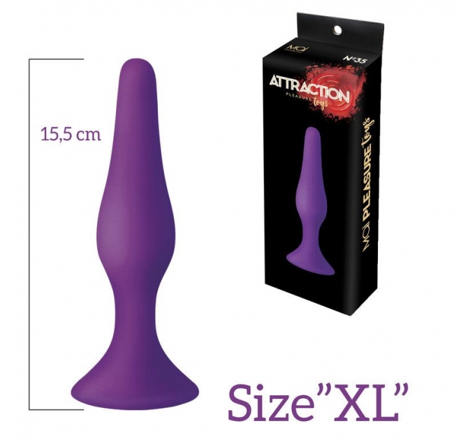 Анальная пробка на присоске MAI Attraction Toys №35 Purple, длина 15,5см, диаметр 3,8см