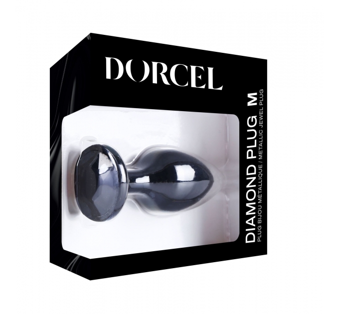 Металлическая анальная пробка с украшением в виде кристалла Dorcel - Diamond Plug BLACK M