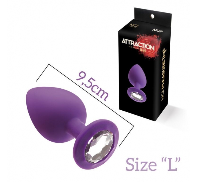 Анальная пробка с кристаллом MAI Attraction Toys №49 Purple, длина 9,5см, диаметр 4см