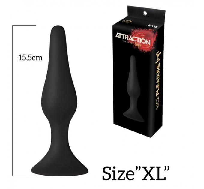 Анальная пробка на присоске MAI Attraction Toys №35 Black, длина 15,5см, диаметр 3,8см