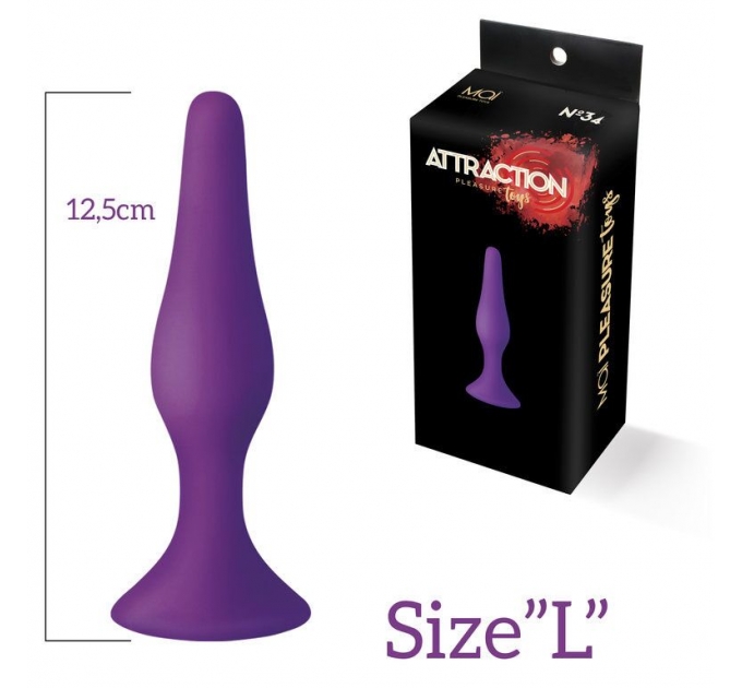 Анальная пробка на присоске MAI Attraction Toys №34 Purple, длина 12,5см, диаметр 3,2см