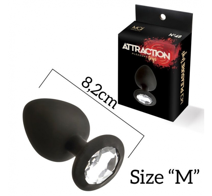 Анальная пробка с кристаллом MAI Attraction Toys №48 Black, длина 8,2см, диаметр 3,5см