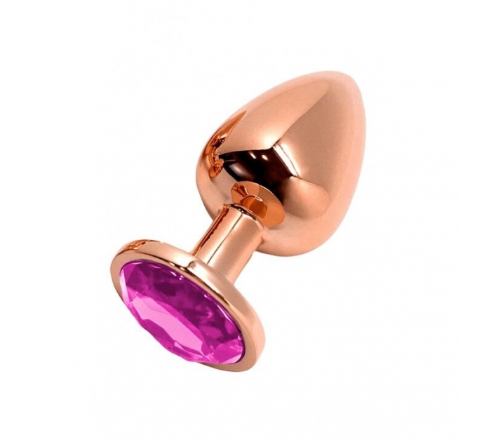 Анальная пробка Wooomy Tralalo Rose Gold Metal Plug MAGENTA L