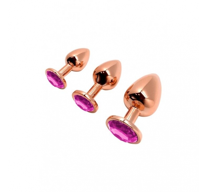 Анальная пробка Wooomy Tralalo Rose Gold Metal Plug MAGENTA L