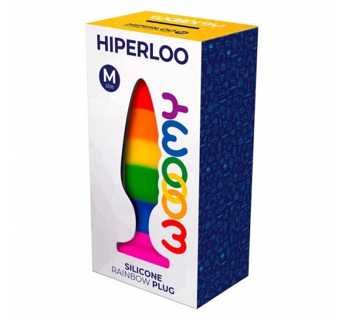 Анальная пробка Wooomy Hiperloo Silicone Rainbow Plug M