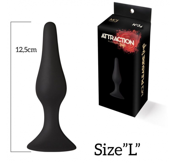 Анальная пробка на присоске MAI Attraction Toys №34 Black, длина 12,5см, диаметр 3,2см