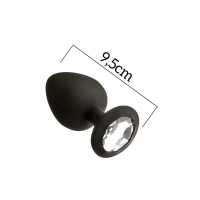 Анальная пробка с кристаллом MAI Attraction Toys №49 Black, длина 9,5см, диаметр 4см