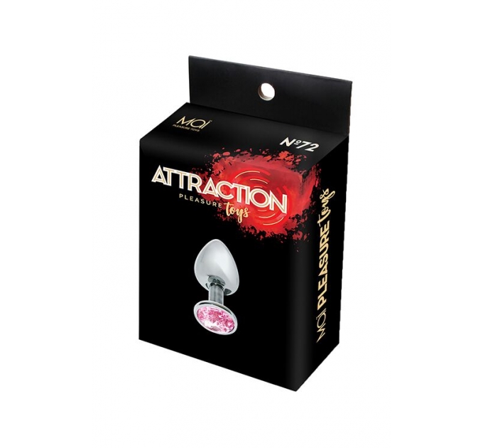 Металлическая анальная пробка с розовым кристаллом MAI Attraction Toys №72, длина 5см, диаметр 2,5см