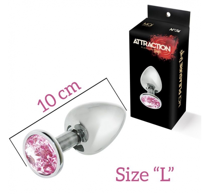 Металлическая анальная пробка с розовым кристаллом MAI Attraction Toys №74 (мятая упаковка)