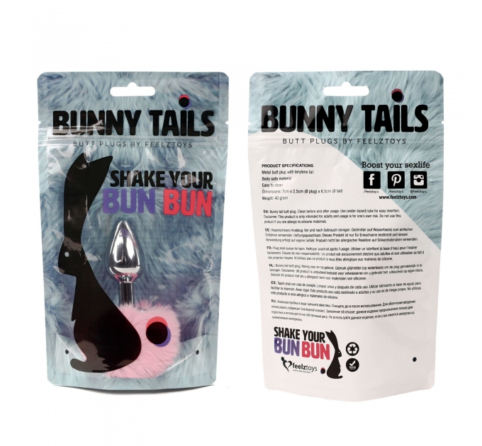 Анальная пробка FeelzToys - Bunny Tails Butt Plug Pink