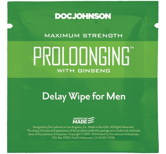 Пролонгирующая салфетка Doc Johnson Delay Wipe For Men с экстрактом женьшеня