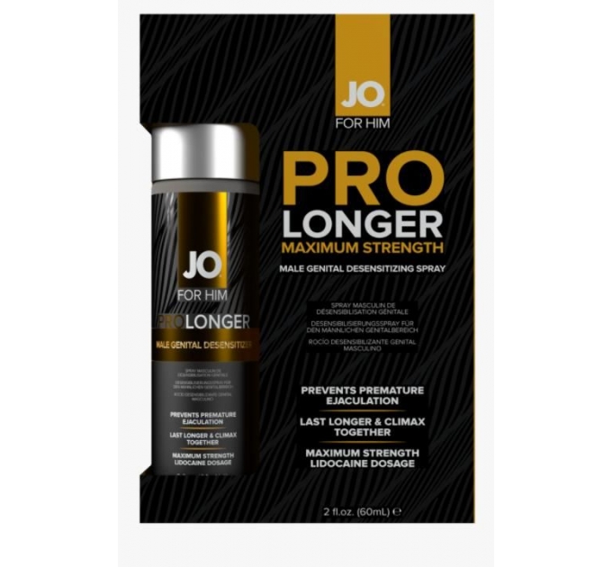 Пролонгирующий спрей System JO Prolonger Spray with Lidocaine (60 мл), не содержит минеральных масел