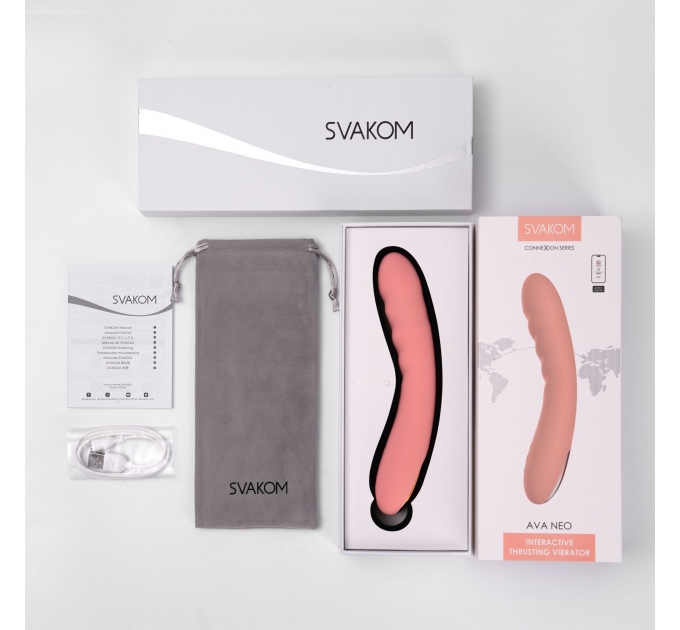 Смарт-вибратор с пульсацией Svakom Ava Neo Peach Pink, 15 режимов работы, водонепроницаемый