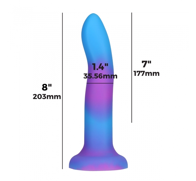 Светящийся в темноте фаллоимитатор ADDICTION - Rave - 8" Glow in the Dark Dildo - Blue Purple