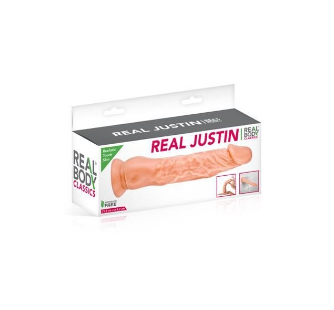 Фаллоимитатор Real Body - Real Justin Flesh, TPE, диаметр 4,2см