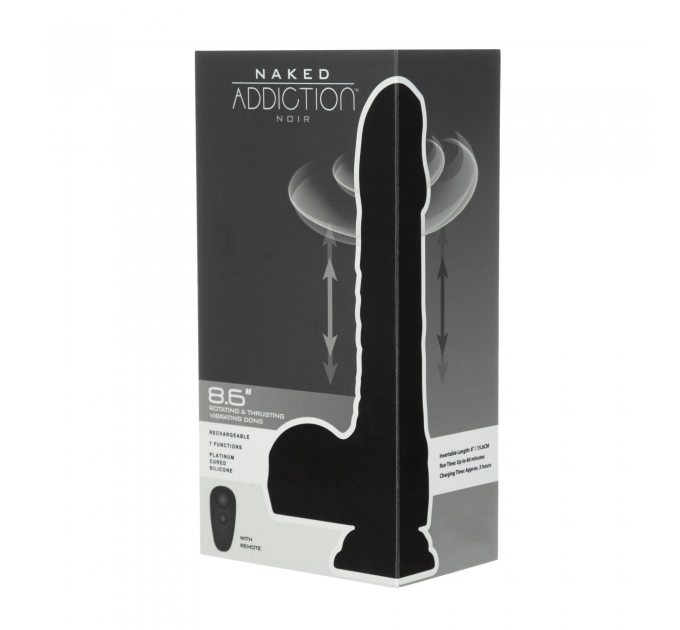 Фаллоимитатор Naked Addiction – 8.6” Silicone Rotating & Thrusting Vibrating Dildo with Remote Black