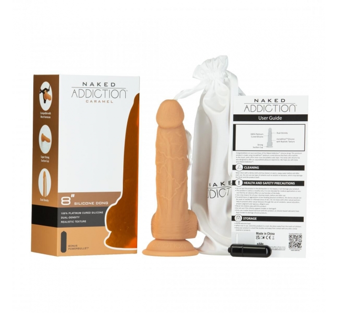Фаллоимитатор Naked Addiction — 8″ Silicone Dual Density Dildo Vanilla, вибропуля в подарок