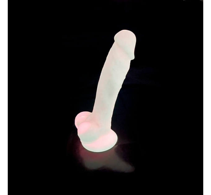 Фаллоимитатор SilexD Johnny Pink Glow in the dark, двухслойный, силикон+Silexpan, диаметр 3,8см