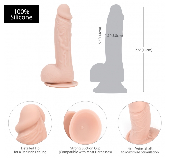 Фаллоимитатор ADDICTION - Mark 7.5" Dildo With Balls, Beige