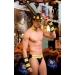 Мужской эротический костюм пожарного "Пылающий Стивен" S/M: каска, воротник, манжеты, трусы