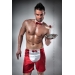 Мужской эротический костюм официанта Passion 019 SHORT red L/XL, шорты и бабочка